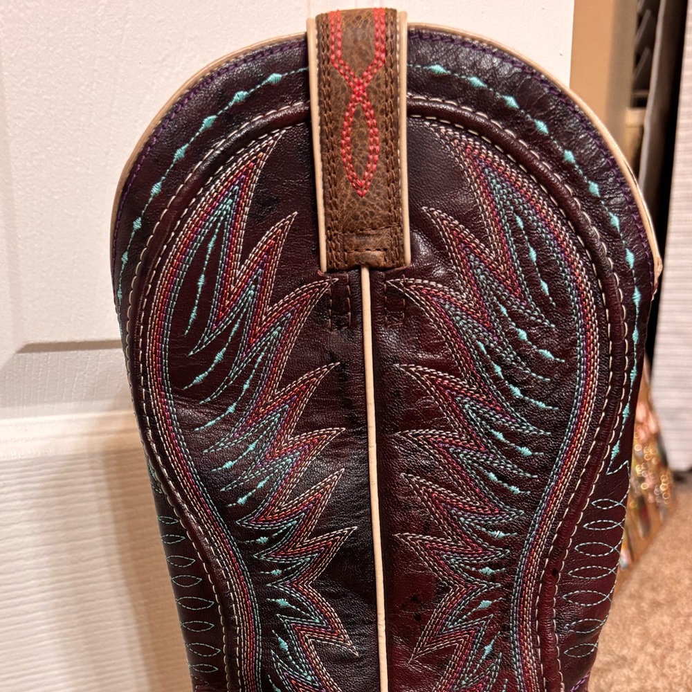 Women’s Ariat Vaquera Western Boot with Teal and Pink stitching - Picture 7 of 7